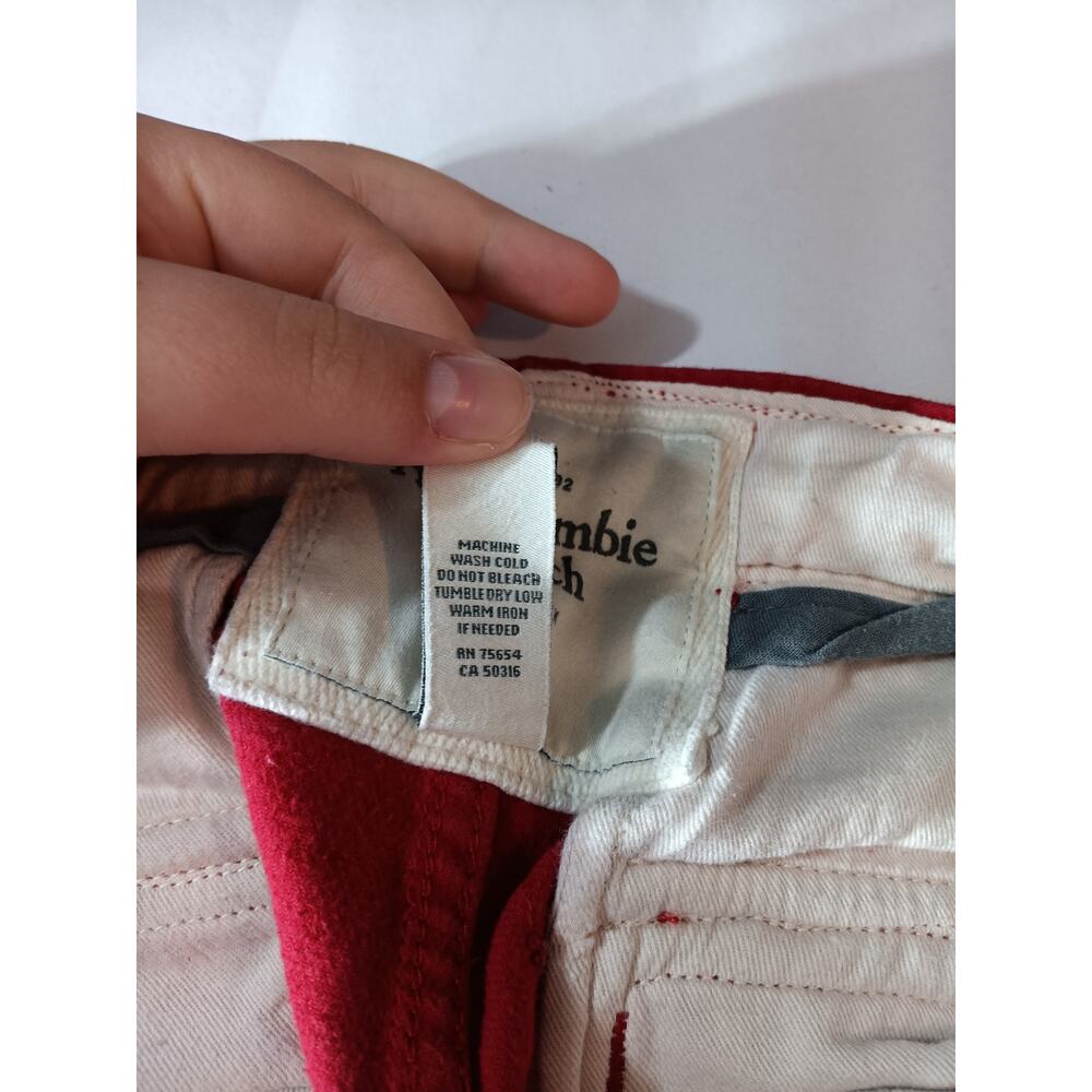 Abercrombie Fitch Vintage Pants Small Red AOP Embroidered Moose Wide Leg Lounge - Picture 16 of 16